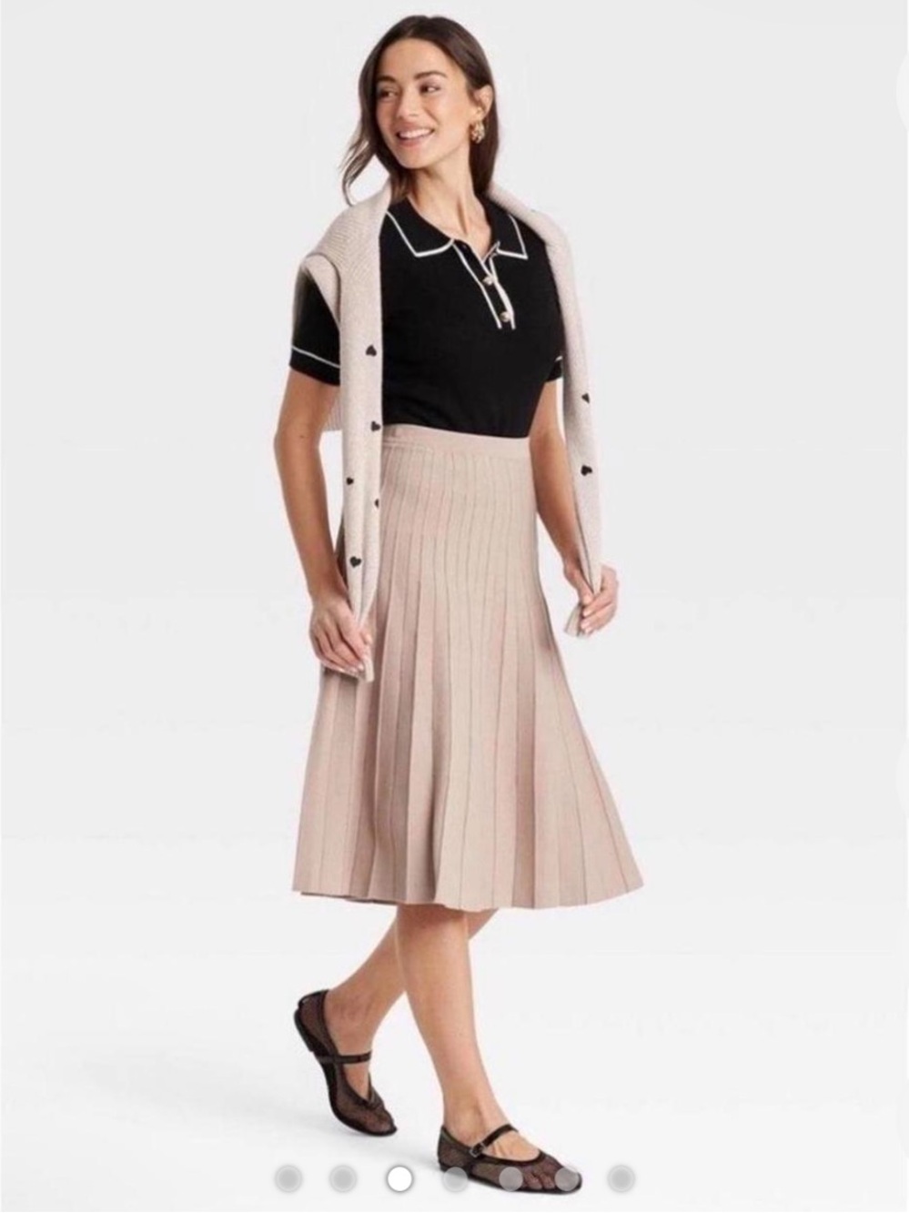 NEW A NEW DAY Pleated Knit Sweater Midi Skirt